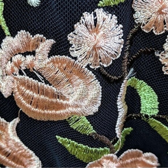 Embroidered Floral Illusion Dress, Minuet - Picture 7 of 9